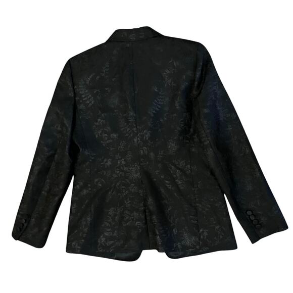 Lafayette 148 Flora Bloom Wool Silk Blazer US 8 Jacquard Suit Jacket Black Tie - Picture 9 of 16
